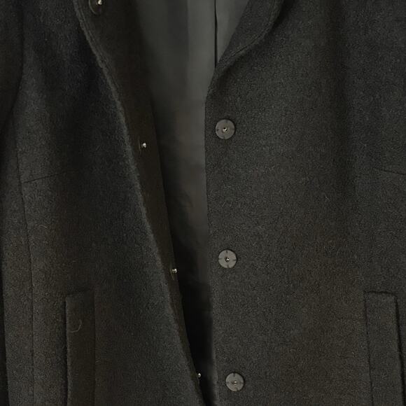 Talbots Wool Blend Hidden Snap Mandarin Collar Jacket | Black Size 6 - Picture 4 of 6